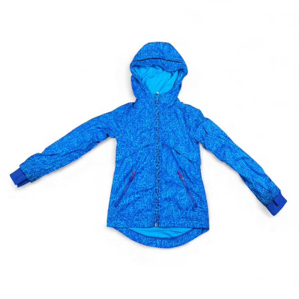 ivviva Sprint Speed Windbreaker Blue Hooded Jacket Girls Size 6 Dance Gymnastics